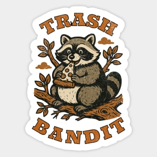 Trash Bandit Funny Raccoon Eating Pizza Cartoon Humor Sticker